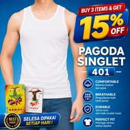 【SINGLET PAGODA 401 ORIGINAL】CHUNG KAI PUTIH LELAKI BAJU DALAM MEN READY STOCK MALAYSIA