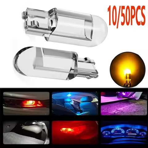 10/50 Pcs Car Lights LED Signal Light 5W5 6000k COB Glass Reading Dome Lamp Marker Wedge License Pla