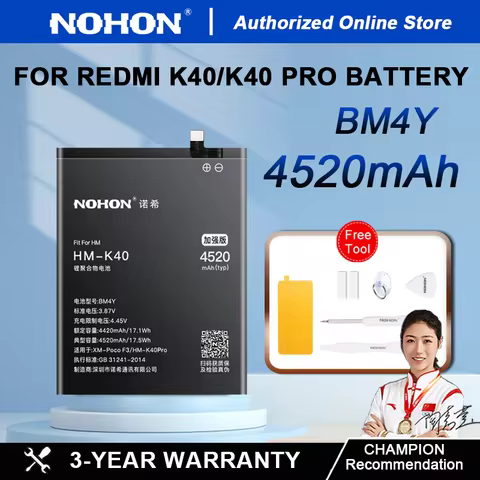 NOHON BM4Y BM56 Battery for Redmi K40 K40Pro K40 Gaming Replacement Battery for Xiaomi Redmi K40 POC