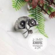 Silver Metal Ginko Flower Brooch