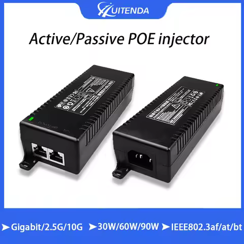 1000Mbps/2.5G/10G POE Injector Active/Passive 30W/60W/90W High Power Ethernet Adapter for IP Cameras