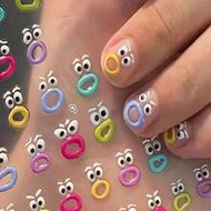1sheet Mouth Monster Relief Nail Sticker Big Mouth Monster Eyes 3D Jelly Nail Sticker Face Nail Stic