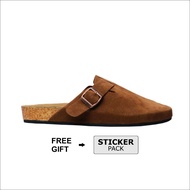 Giga Suede Brown Men's Casual Slide Sandals - Boston Sandals
