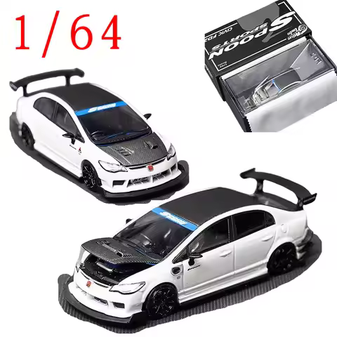 Micro Turbo Diecast Car 1/64 Scale Honda Civic FD2 TYPE R Sports Car Model Alloy Honda FD2 TYPE Raci