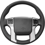 EWANT Custom Design Steering Wheel Cover Wrap Hand-Stitched Suede&Genuine Leather for Toyota Land Cr
