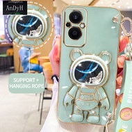 AnDyH Casing For OPPO RENO 7Z F21 PRO 5G RENO 8Z Phone Case Cute 3D Starry Sky Astronaut Desk Holder with lanyard