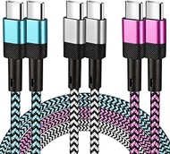 QQLIKE 60W USB C to USB C Charger Cable [3-Pack 6.6FT], Type C Fast Charging Phone Cords Compatible with Samsung Galaxy S23 S10 S9 S8 Plus,Note 9 8,A11 A20 A51 MacBook Pro, iPad Pro Air, iPhone 15