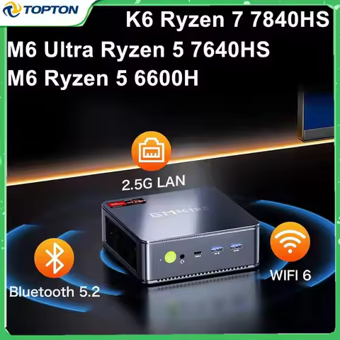 Topton Gaming Mini PC K6 M6 Ultra AMD Ryzen 7 7840HS 5 7640HS 6600H USB4 2*DDR5 2*2.5G NUC Desktop C