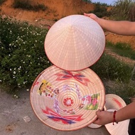 Hat B & B Bamboo Hat Hat White Leaf Flower Bottom Sunscreen Hat Ladies Pointed Bamboo Hat Hat Aude w