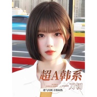 Wig Full Headgear Female Simulation Human Hair Natural Fluffy Age-Reducing Knife Cut Bob Head Clavic