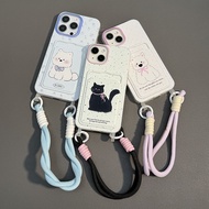Fun Cute Puppy Suitable for iPhone16/15 iPhone Phone Case 14promax Card Holder 13/12 Lanyard Female 