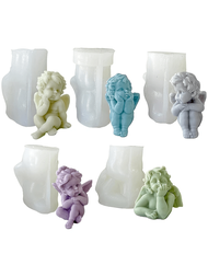 5入組天使蠟燭矽膠模具套裝,包括3d天使矽膠蠟燭模具,適用於家居裝飾、手工藝品diy,還有天使形狀的肥皂模具