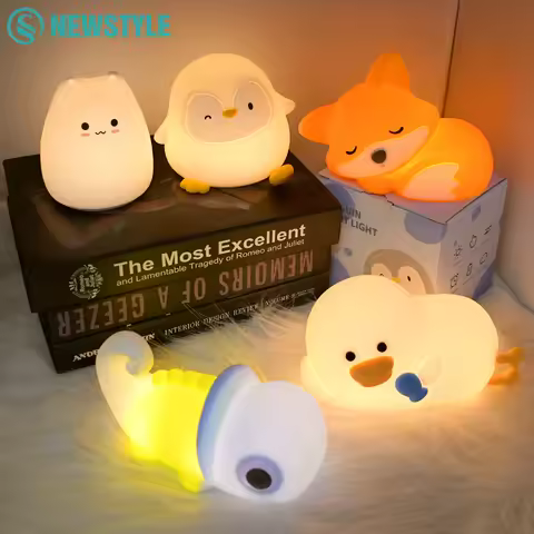 Penguin Silicone Night Light Soft Nursery Nightlight Dimmable LED Squishy Novelty Animal Bedside Lam