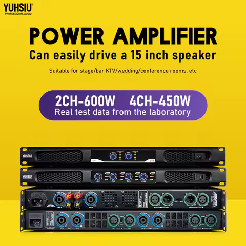 YUHSIU 4CH 450W Digital HiFi Stereo Power Amplifier 2/4 Channel Digital Audio Amp for Home Theater K