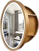 Round Bathroom Mirror Cabinet, Storage Cabinet with LED Mirror Kitchen Medicine Cabinet Bathroom Cabinet Wall Mounted Over The Toilet Space Saver, 3 Level,Gold_?60cm (Gold ?60cm)