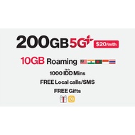 Singtel 20 dollars 28 days Ultimate Plan 200GB 5G+ data