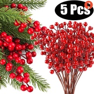 5Pcs DIY Christmas Wreath Artificial Red Berries / Xmas Handmade Gift Berry Flower Decor