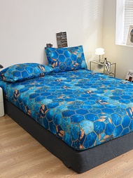 Low pricePolyester Bed Sheets Printed Bed Linen with Elastic Band Soft Fitted Sheet Breathable Mattr