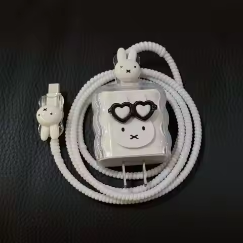 Kawaii Miffy Cable Organizer Charger Protective Cover for Xiaomi 33W 67W 90W 120W Data Cord Sleeve C