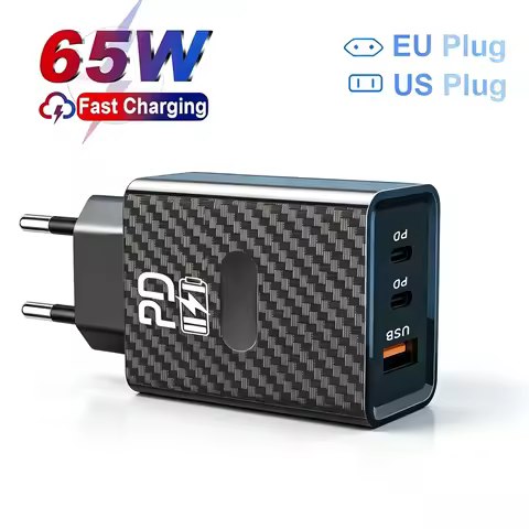 65W USB-C Charger Fast Charging Phone Charger Type C Charger Adapter For iPhone Samsung Xiaomi Wall