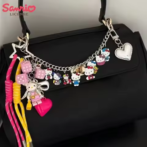 Sanrio Hello Kitty 50th Anniversary New Bag Accessories Pendant Anime Backpack Decoration Cute Carto