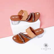 Ladova SOFIYA Sandal Wanita Heels Pesta Hak Kaca 5cm Tali Renda Elastis Kombinsi Jelly Party Terbaru