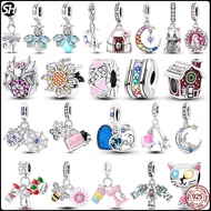 New S925 Silver Plated Cute Pet Moon Luminous Firefly Charms Fit Original  Beads Pendent Dangle Brac
