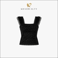 KHAEBEAUTY Tanktop Bra Lace Glitter Ruffle Crop Top Korean Style Coquette BR265