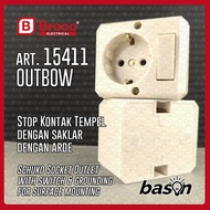 Broco 15411 Outbow Schuko Socket + On Off Switch + Ground - adhesive installation