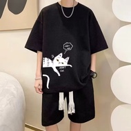Boys Short-Sleeved Suit Waffle Printed Casual Sports Shorts Men Couple (LH247) [No. 1 Station]