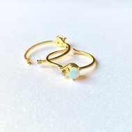 蛋白石戒指天然石Opal18K金純銀