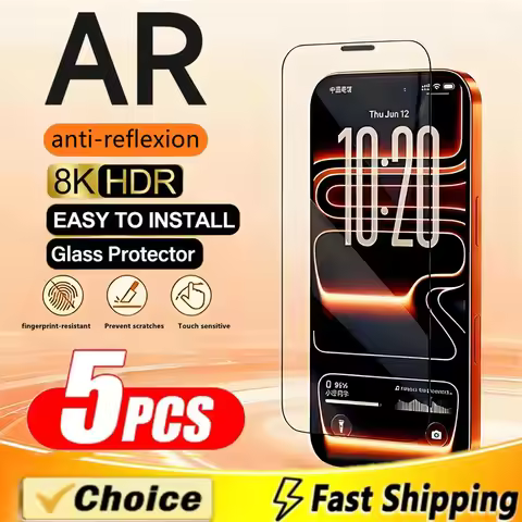 5Pcs AR Anti-Reflection Tempered Glass for iPhone 17 16 15 14 13 12 11 Pro Max Plus Screen Protector