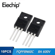 10PCS FQPF8N60C MOSFET Transistor 8N60C 8A 600V TO-220F