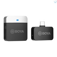 BOYA BY-M1LV-U 2.4GHz Wireless Microphone System Transmitter + Receiver Mini Recording Mic with Type-C Port Replacement for Android Smartphones Tablets Vlog Recording Live Stream V