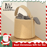 LouisWill Bucket Bag  Bow Tie Round Bucket Bag  Ladies Chic Crossbody Bag Women Shoulder Bag Woven B