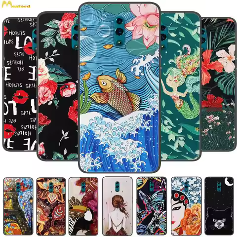For Oppo Reno Case CPH1917 3D Relief Silicone Cover For OPPO Reno 1 Phone Cases Black Bumper Reno1 C