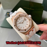 Audemars Piguet Royal Oak Offshore Series Diamond Ring White Liquid Silicone 37mm Women's Quartz Watch