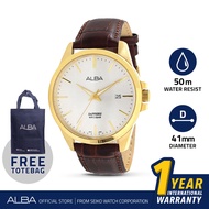 Alba AS9J12 Quartz Analog Genuine Leather Men's Watch