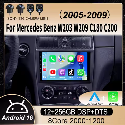 Android 16 For Mercedes Benz W203 W209 C180 C200 C220 C230 2005 - 2009 video Player Car Radio Stereo