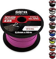 GO!elements 100 m Paracord Rope Made of Tear-Resistant Nylon - 3 mm Paracord 425 Type II Max. 192 kg
