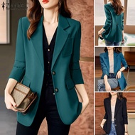Esolo ZANZEA Korean Style Women Formal Coat Jacket Elegent Lapel Long Sleeve Tops Blazer Ladies Suit OL Office Work KRS #11