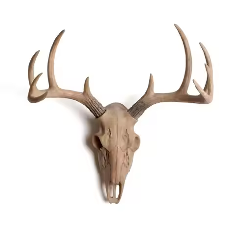 Vintage Deer Head Wall Mount Resin Antler Plaque Farmhouse Lodge Cabin Decor Rustic Home Office Mant