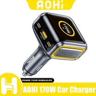 AOHI SUPERAUTO 170W Car Charger With Smart TFT Display , 140W PD 3.1 USB C Fast Charging