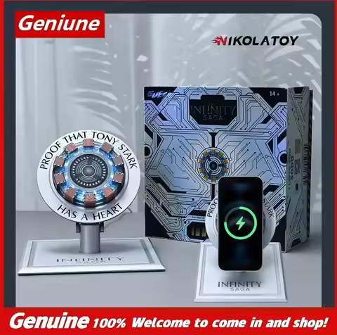 The Avengers: Age Of Ultro Iron Man Arc Reactor 15w Wireless Charger Led Light Desktop Phone Stand F