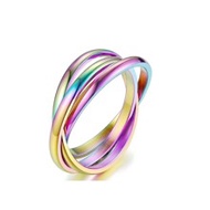 1pc Simple Titanium Steel แหวนคู่ Three Lives Three Worlds Rotatable Anti-anxiety Circle Rings เครื่