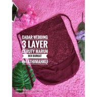 Maroon Wedding Veil Walimah Veil 3 layer Hijab Wedding Veil