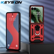 KEYSION Shockproof Armor Case for Motorola Razr 60 Ultra 5G Metal Ring Stand Phone Back Cover for MO