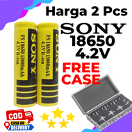 Baterai 18650 Flat Top Batre Kipas Genggam Mini - Sony 18650 4.2V 13000mAh FLAT TOP I baterai Radio Cas I Baterai Senter Police I Batrai - Senter SWAT I Batree Senter LED