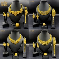 Dubai Diamond jewelry 24K Gold-Plated Four-Piece set African Bridal jewelry Gold placer jewelry set