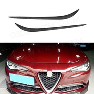 Carbon Fiber Front Headlamp Eyebrow Headlight Eyelids for Alfa Romeo Giulia Quadrifoglio Sedan 2015-